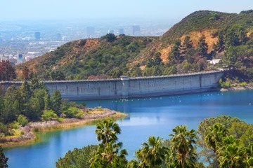 Papier Peint photo Los Angeles Vue du barrage de Mulholland à Los Angeles, USA