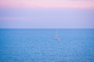 Fototapeta premium Sea landscape with the image of boat