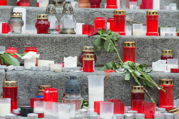 Candles on stairs