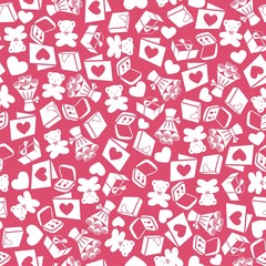 seamless texture with different elements for valentines day or wedding. Vector illustration