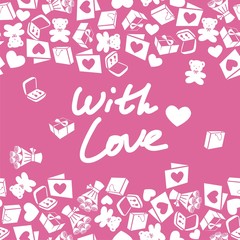 vector gift card with different elements for valentines day. Vector illustration