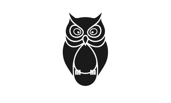 Icons / symbols owl with big eyes sharp, Owl Bird Silhouette