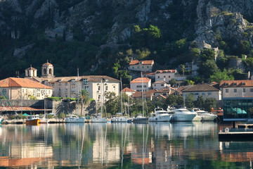 Fototapeta na wymiar Sea landscape with the image of Montenegro port