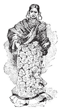 Bayadere, vintage engraving.