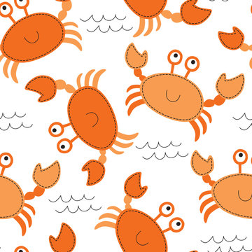seamless crab pattern vector illustration