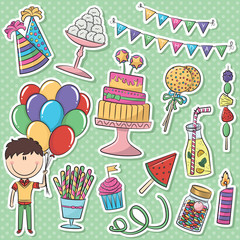 Birthday Icons Stickers Set