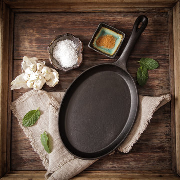 empty metal pan recipe with salt and pepper