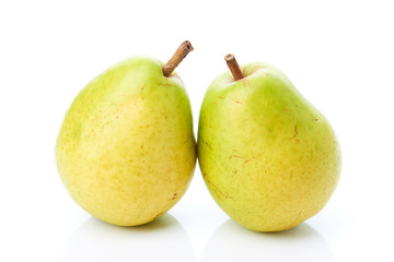 Two pears on white