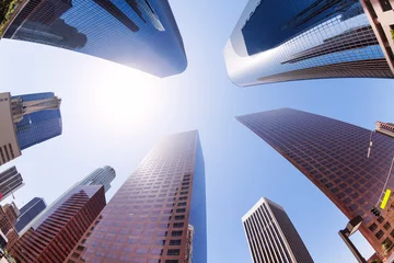 Foto auf Acrylglas Los Angeles Blick auf Wolkenkratzer am Himmel in der Innenstadt, LA, USA