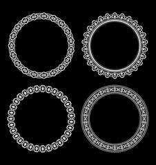 Set of round frames on a black background