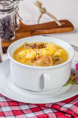 Soup with buckwheat and vegetables.
