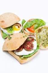 fresh mozzarella tomato sandwich with basil