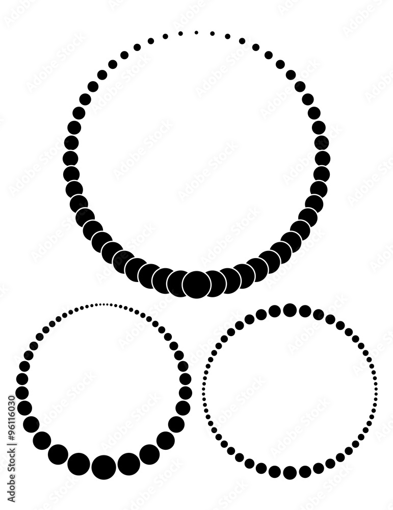 Poster set of three unusual vector round frames made from little differ