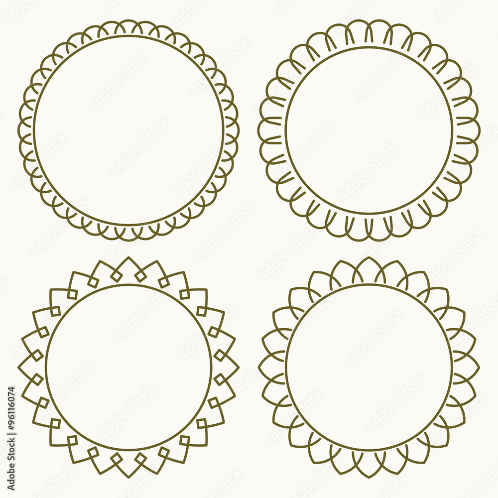 Poster set of 4 thin very simple stylish round decorative frames in mon