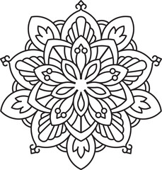 Abstract vector black round lace design - mandala, ethnic decora