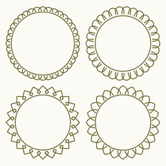 Set of 4 thin very simple stylish round decorative frames in mon