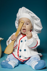 cute little baby with chef hat