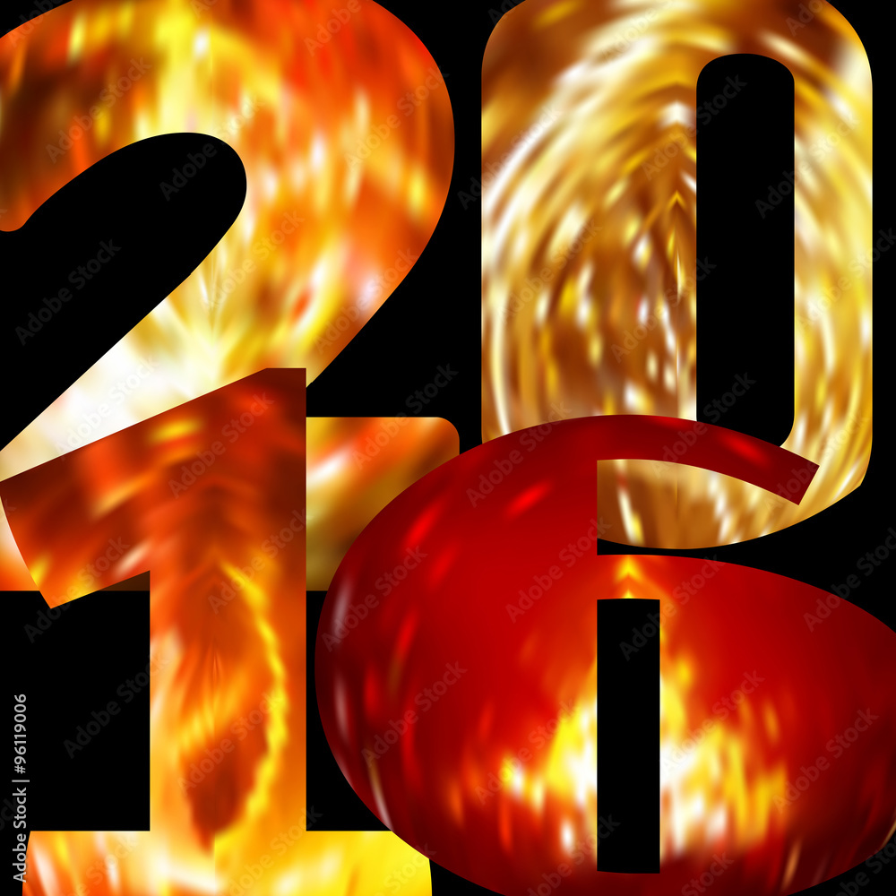 Aufkleber glowing and sparkling 2016 numerals on a black background. vector graphic pattern