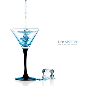 Glass of Dry Martini, Gin Cocktail Isolated on White