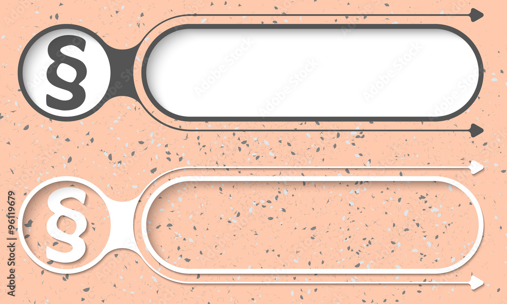 Poster two abstract buttons with arrows and paragraph