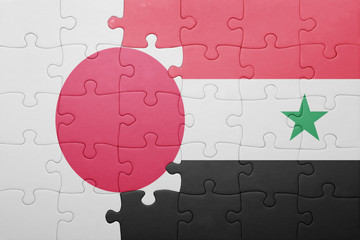 puzzle with the national flag of syria and japan