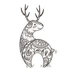 Illustration of a deer with ornaments