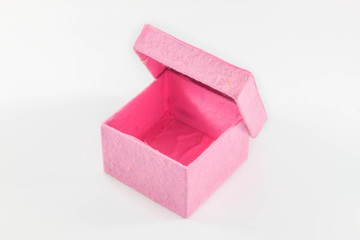 pink gift box on white background.