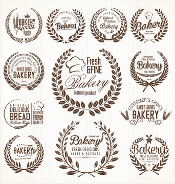 Bakery laurel wreath retro labels