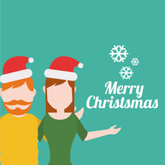 Merry Christmas Family illustration over green color background