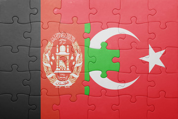 puzzle with the national flag of turkey and  afghanistan