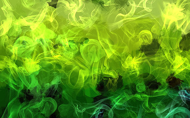 Green smoke brush strokes background. - 96121835
