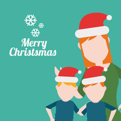 Merry Christmas Family illustration over green color background