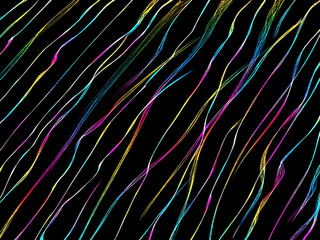 Diagonal rainbow lines on black background. Vector