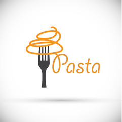 Vector logo fork with pasta - 96123491