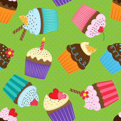 Pattern with cupcakes 