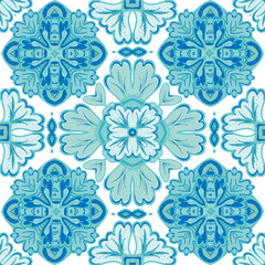 Seamless patchwork pattern from Moroccan, Portuguese  tiles, Azulejo, ornaments. For wallpaper, pattern fills, surface textures