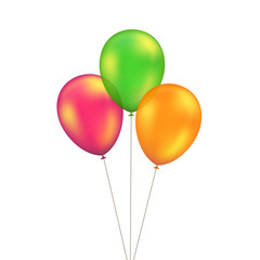 Vector Green Red Orange Yellow Balloons Set Isolated on White Background
