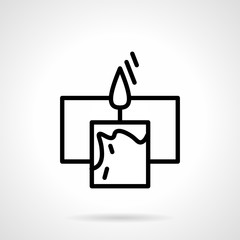 Black simple line candle with frame vector icon