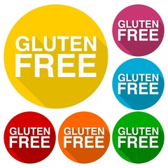 Gluten free icons set with long shadow