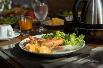 American breakfast on the table