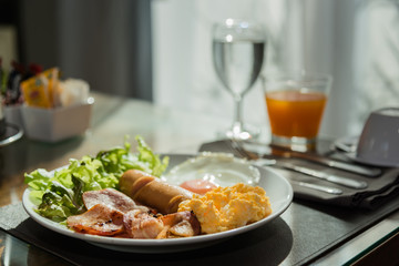 American breakfast on the table