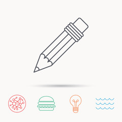 Pencil icon. Drawing tool sign.