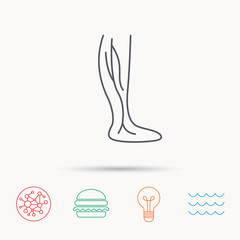 Fototapeta premium Phlebology icon. Leg veins sign.