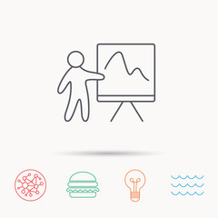 Presentation icon. Statistics chart sign.