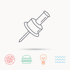 Pushpin icon. Pin tool sign.