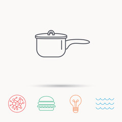 Saucepan icon. Cooking pot or pan sign.