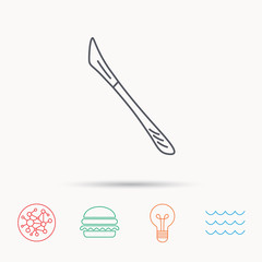 Scalpel icon. Surgeon tool sign.