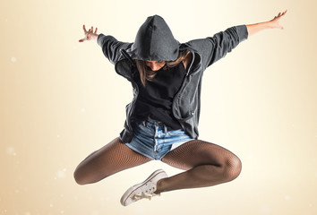 Teenager hip-hop dancer jumping