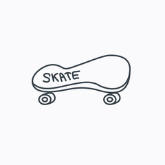 Skateboard icon. Skating sport sign.