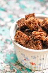 Salted crouton beer snack of rye bread.